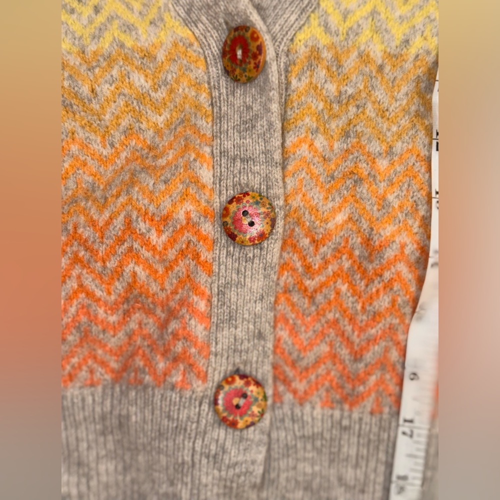 Sundance Orange and Yellow Women's Cardigan Sweater - Picture 7 of 10
